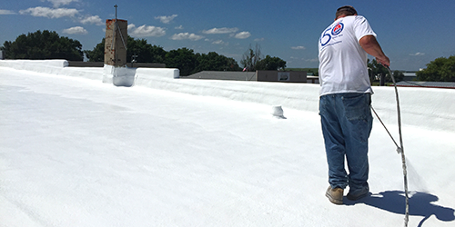 Large Rooftop Spray Foaming